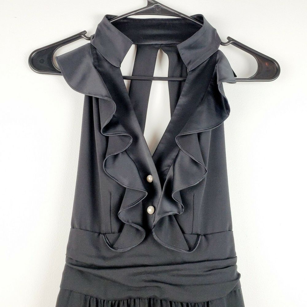 Bcbgeneration Black Ruffle Tuxedo Mini Dress Sz 0 - image 2